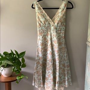 Romantic dress floral cotton lace mint green EUC